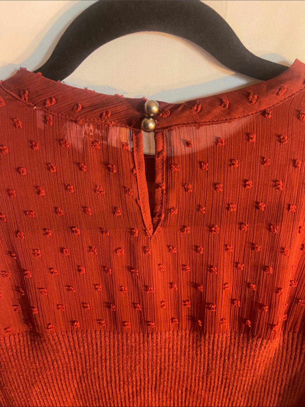 Sam Edelman Rust-Orange Textured Ruffle Top - Picture 4 of 4